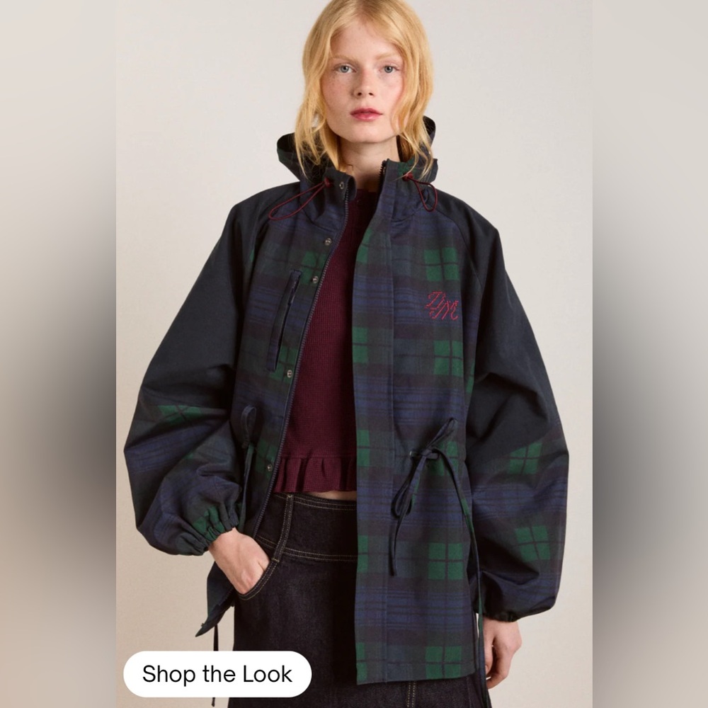 ISO Damson Madder Shower Resistant Raincoat - Navy Check - Picture 4 of 4